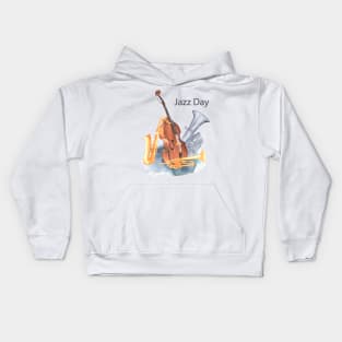 Jazz day instruments music Kids Hoodie